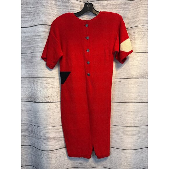 Vintage Steve Fabrikant Red Knit Dress & Cardigan Set Size Petite - Picture 5 of 7